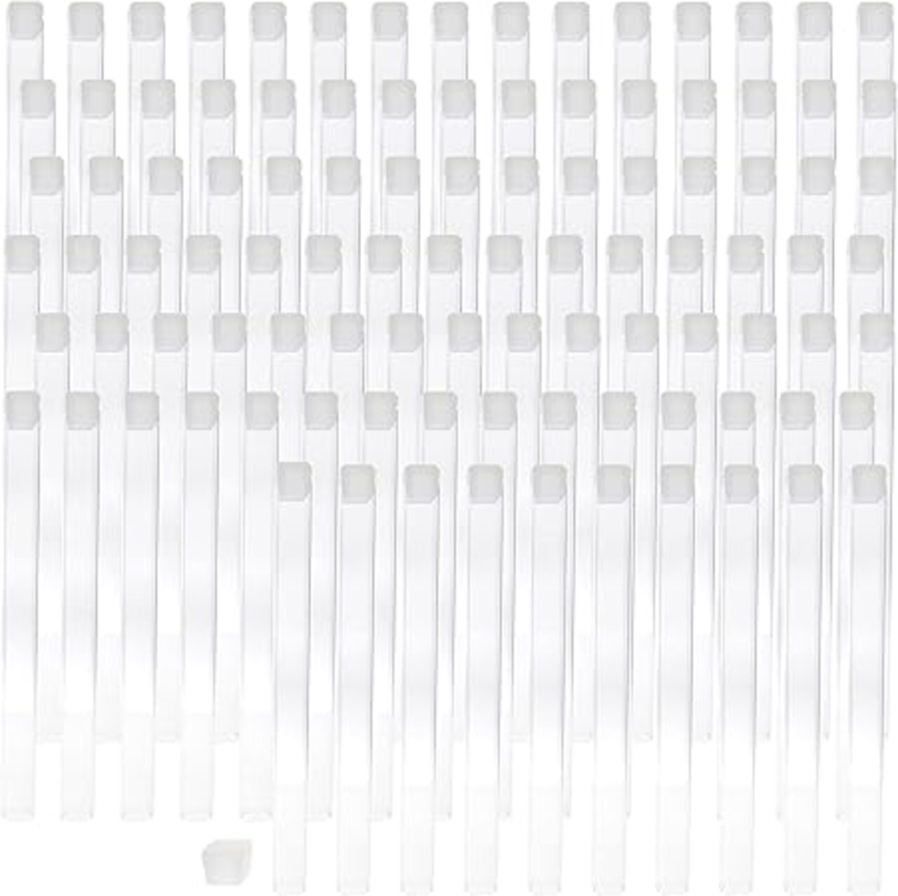 The Beadsmith Clear Plastic Tubes - 6 x .5 Inch Square Tubes - Flat Caps - Use for Beads, Bath Salts, Wedding & Party Favors, Home or Office Storage - Bag of 100